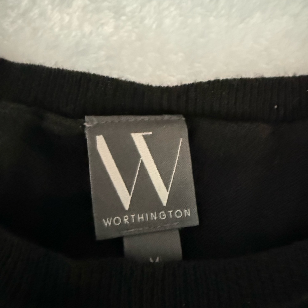 Worthington 2 Black Sweaters Pink Cream Striped Sweater 3 Lot M - Picture 10 of 10